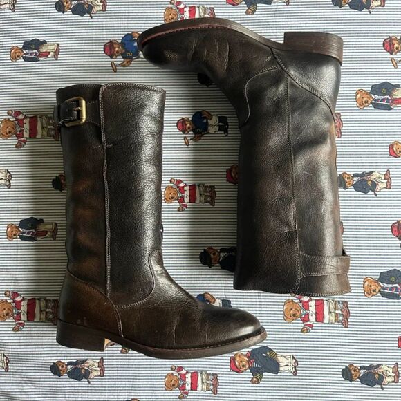 Vintage Dolce & Gabbana Sherpa Shearling Leather Engineer Boots Size EU42/US9 - Picture 1 of 6